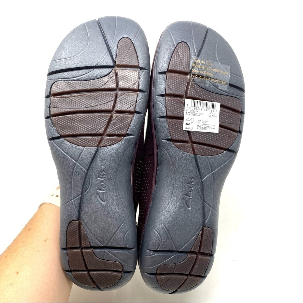 Clarks Un Elita Aubergine Leather comfort flats - Picture 8 of 9